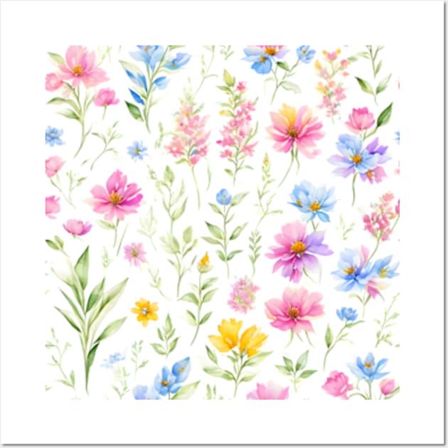 Colorful Wildflowers Pattern Wall Art by UniqueMe